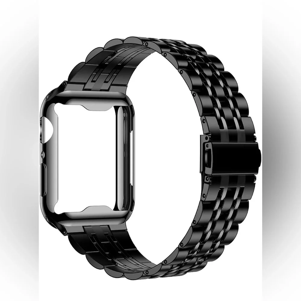 Wolait Compatible Apple Black Stainless Steel Watch Band 45mm with Case & Kit